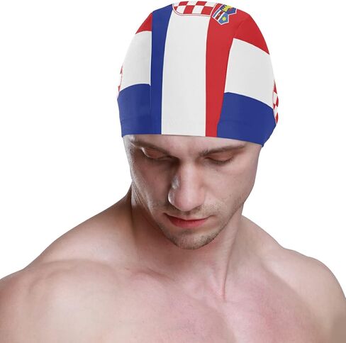 Dallonan Swimming Cap Flag Unisex Adult Swim Cap Polyester in Saudi Arabia