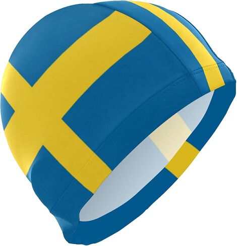 Dallonan Swimming Cap Flag Unisex Adult Swim Cap Polyester in Saudi Arabia
