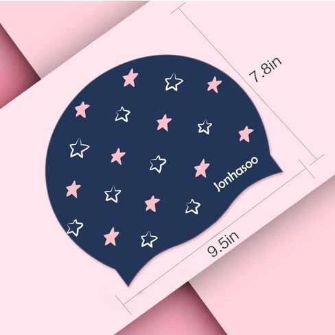 Jonhasoo Silicone Swim Cap for Women Swimming Caps with Cute Heart Printed in Saudi Arabia