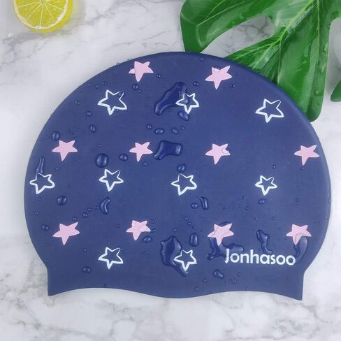 Jonhasoo Silicone Swim Cap for Women Swimming Caps with Cute Heart Printed in Saudi Arabia