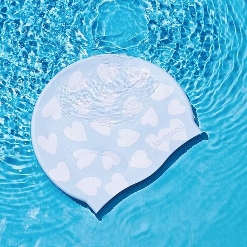 Jonhasoo Silicone Swim Cap for Women Swimming Caps with Cute Heart Printed in Saudi Arabia