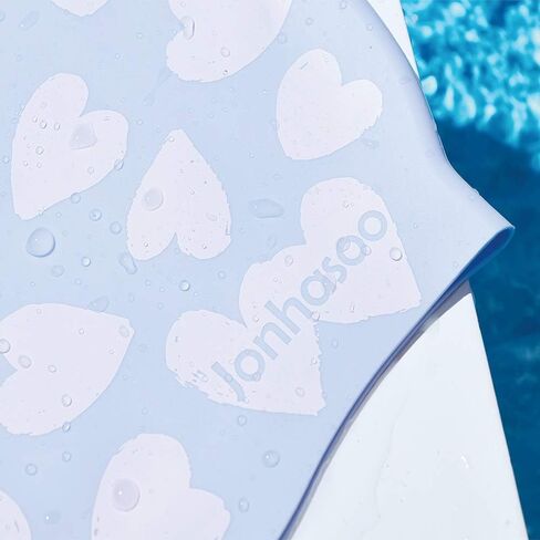 Jonhasoo Silicone Swim Cap for Women Swimming Caps with Cute Heart Printed in Saudi Arabia