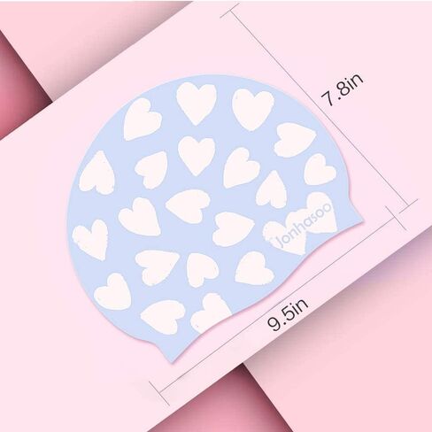 Jonhasoo Silicone Swim Cap for Women Swimming Caps with Cute Heart Printed in Saudi Arabia