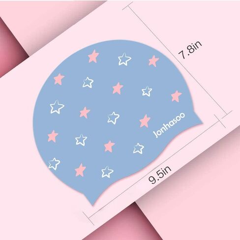 Jonhasoo Silicone Swim Cap for Women Swimming Caps with Cute Heart Printed in Saudi Arabia