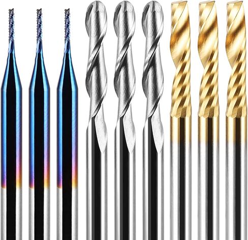 Genmitsu 30pcs End Mills CNC Router Bits، 1/8 '' Shank، Spiral Upcut O Flute Titanium Coat End Mill، 2-Flute Ball Nose End Mill & Nano Blue Coat على شكل ذرة، CNC Bits، MC30A in Saudi Arabia