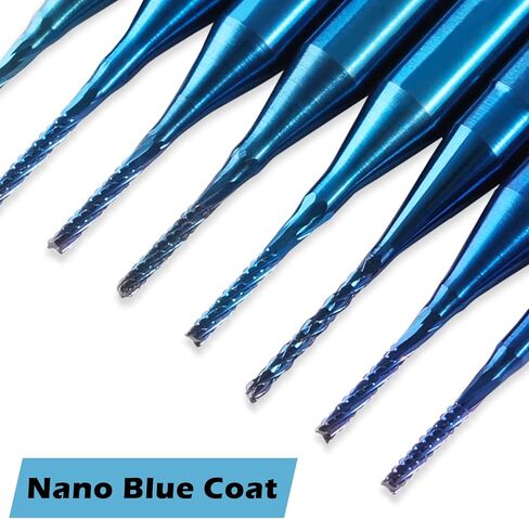 Genmitsu 30pcs End Mills CNC Router Bits، 1/8 '' Shank، Spiral Upcut O Flute Titanium Coat End Mill، 2-Flute Ball Nose End Mill & Nano Blue Coat على شكل ذرة، CNC Bits، MC30A in Saudi Arabia