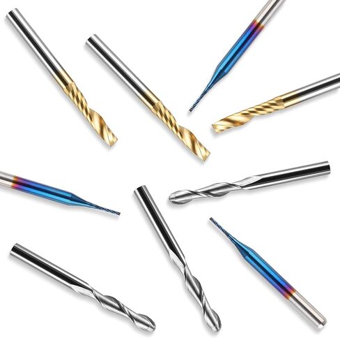 Genmitsu 30pcs End Mills CNC Router Bits، 1/8 '' Shank، Spiral Upcut O Flute Titanium Coat End Mill، 2-Flute Ball Nose End Mill & Nano Blue Coat على شكل ذرة، CNC Bits، MC30A in Saudi Arabia