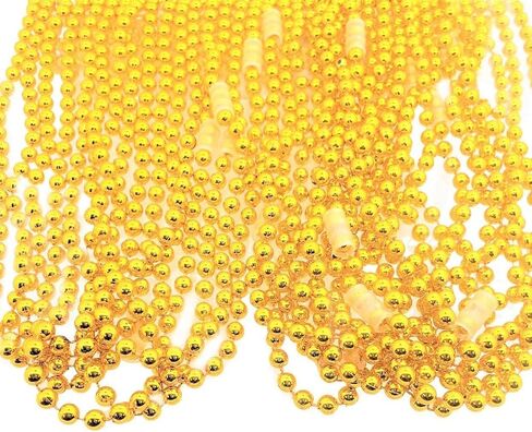 Zugar Land 33" Round Metallic Gold Beads Mardi Gras Necklaces (Pack, 24) in Saudi Arabia