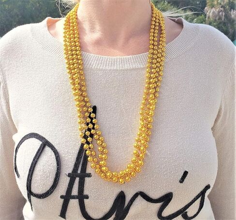 Zugar Land 33" Round Metallic Gold Beads Mardi Gras Necklaces (Pack, 24) in Saudi Arabia