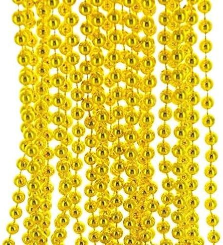Zugar Land 33" Round Metallic Gold Beads Mardi Gras Necklaces (Pack, 24) in Saudi Arabia