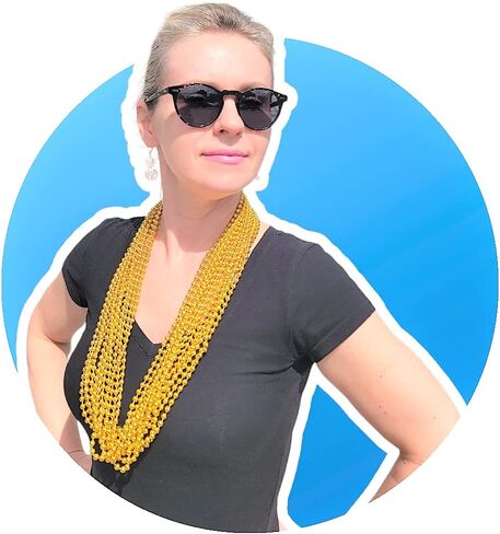 Zugar Land 33" Round Metallic Gold Beads Mardi Gras Necklaces (Pack, 24) in Saudi Arabia
