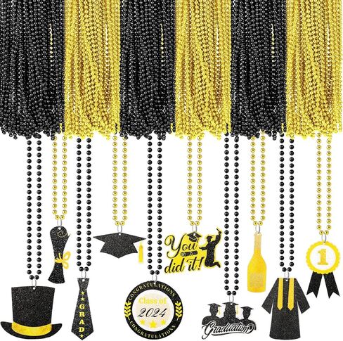 Trnayi 100 قطعة من قلادات خرز التخرج 2024 هدايا التخرج بالجملة قلادة قلادة من الذهب الأسود لإكسسوارات حفلات التخرج in Kuwait