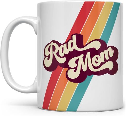 كوب قهوة Rad Mom Retro، كوب الأم من الأطفال، الابنة، الابن، الزوج (15oz) in Saudi Arabia