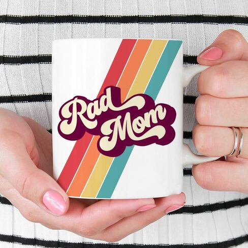 كوب قهوة Rad Mom Retro، كوب الأم من الأطفال، الابنة، الابن، الزوج (15oz) in Saudi Arabia