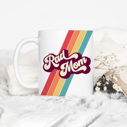 كوب قهوة Rad Mom Retro، كوب الأم من الأطفال، الابنة، الابن، الزوج (15oz) in Saudi Arabia