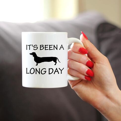It's Been A Long Day Coffee Mug - Funny Dachshund Themed Decor and Gifts - Large 15oz White Ceramic Mug in Kuwait