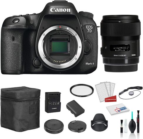 عدسة سيجما 35 ملم F1.4 DG HSM Art لحزمة Canon EF مع كاميرا Canon EOS 7D Mark II DSLR (الهيكل فقط) + المزيد (الإصدارات الدولية) in Saudi Arabia