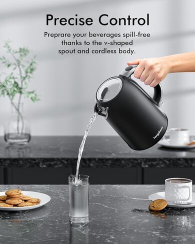 LONGDEEM Electric Kettle Quiet Stainless Steel Interior, Wide-Open Lid 1.7L 1500W Electric Tea Kettle, Easy to Clean, BPA Free Kettle & Hot Water Kettle, Auto Shut-Off & Boil-Dry Protection, White in Saudi Arabia