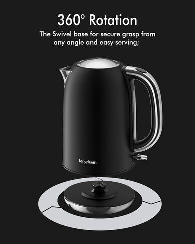 LONGDEEM Electric Kettle Quiet Stainless Steel Interior, Wide-Open Lid 1.7L 1500W Electric Tea Kettle, Easy to Clean, BPA Free Kettle & Hot Water Kettle, Auto Shut-Off & Boil-Dry Protection, White in Saudi Arabia