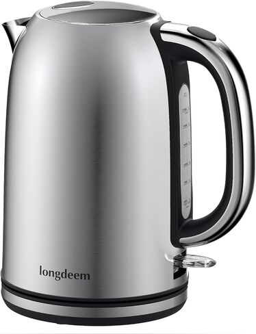 LONGDEEM Electric Kettle Quiet Stainless Steel Interior, Wide-Open Lid 1.7L 1500W Electric Tea Kettle, Easy to Clean, BPA Free Kettle & Hot Water Kettle, Auto Shut-Off & Boil-Dry Protection, White in Saudi Arabia