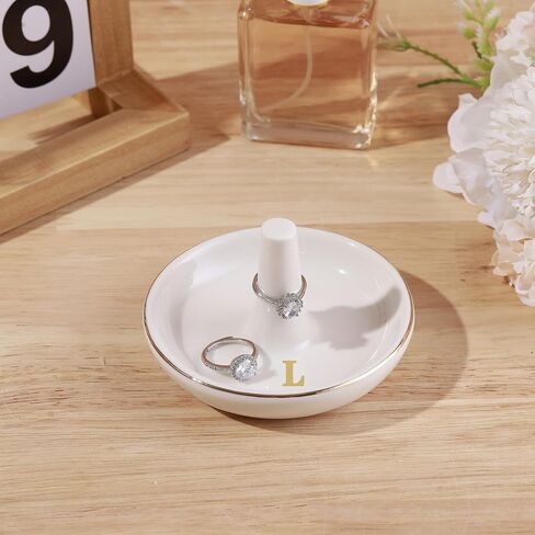 Wedding Ring Holder Dish, Wedding Gifts for Women, Engagement Ring Dish Jewelry Dish with Ring Stand, Ceramic Jewelry Holder for Rings Earrings Necklace, Birthday Wedding Mothers Day Gift for Women in Kuwait