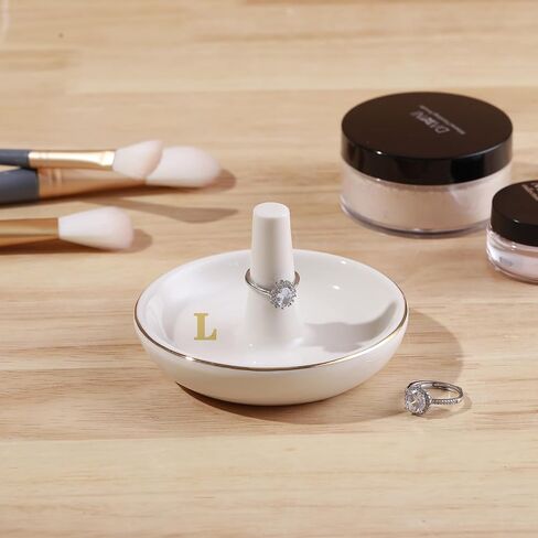 Wedding Ring Holder Dish, Wedding Gifts for Women, Engagement Ring Dish Jewelry Dish with Ring Stand, Ceramic Jewelry Holder for Rings Earrings Necklace, Birthday Wedding Mothers Day Gift for Women in Kuwait