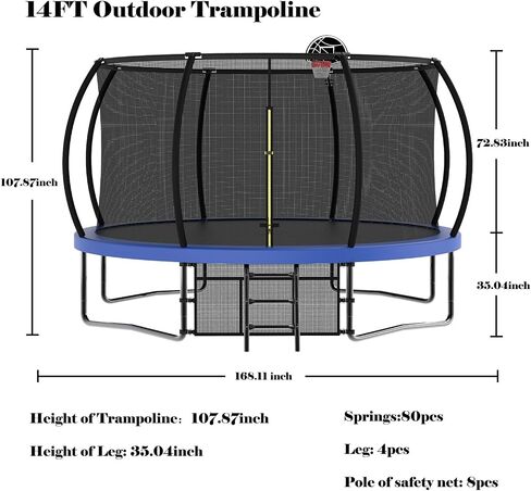 Livavege Trampolines 10FT Trampoline with Safety Enclosure Net & Ladder, Outdoor Trampoline for Kids and Adults with Heavy Duty Jumping Mat and Spring Cover Padding, 400LBS, ASTM Approved in Saudi Arabia