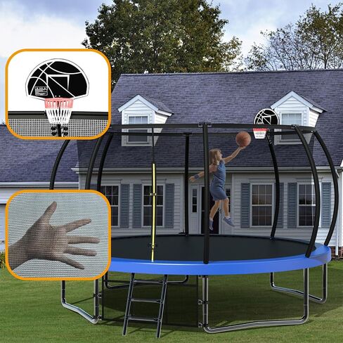 Livavege Trampolines 10FT Trampoline with Safety Enclosure Net & Ladder, Outdoor Trampoline for Kids and Adults with Heavy Duty Jumping Mat and Spring Cover Padding, 400LBS, ASTM Approved in Saudi Arabia