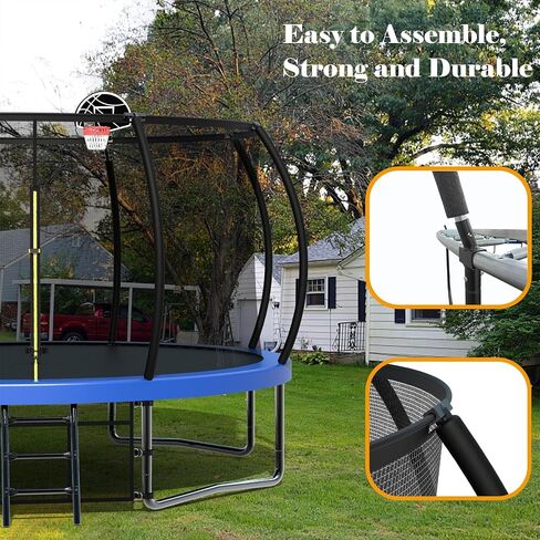 Livavege Trampolines 10FT Trampoline with Safety Enclosure Net & Ladder, Outdoor Trampoline for Kids and Adults with Heavy Duty Jumping Mat and Spring Cover Padding, 400LBS, ASTM Approved in Saudi Arabia
