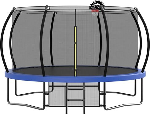 Livavege Trampolines 10FT Trampoline with Safety Enclosure Net & Ladder, Outdoor Trampoline for Kids and Adults with Heavy Duty Jumping Mat and Spring Cover Padding, 400LBS, ASTM Approved in Saudi Arabia