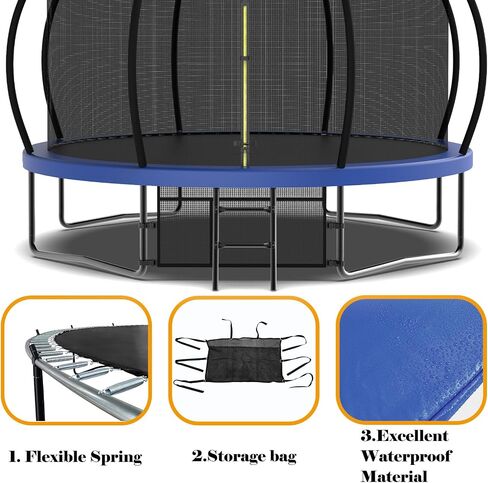 Livavege Trampolines 10FT Trampoline with Safety Enclosure Net & Ladder, Outdoor Trampoline for Kids and Adults with Heavy Duty Jumping Mat and Spring Cover Padding, 400LBS, ASTM Approved in Saudi Arabia