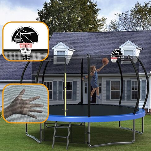 Livavege Trampolines 10FT Trampoline with Safety Enclosure Net & Ladder, Outdoor Trampoline for Kids and Adults with Heavy Duty Jumping Mat and Spring Cover Padding, 400LBS, ASTM Approved in Saudi Arabia