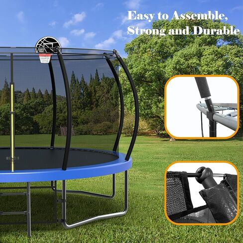 Livavege Trampolines 10FT Trampoline with Safety Enclosure Net & Ladder, Outdoor Trampoline for Kids and Adults with Heavy Duty Jumping Mat and Spring Cover Padding, 400LBS, ASTM Approved in Saudi Arabia