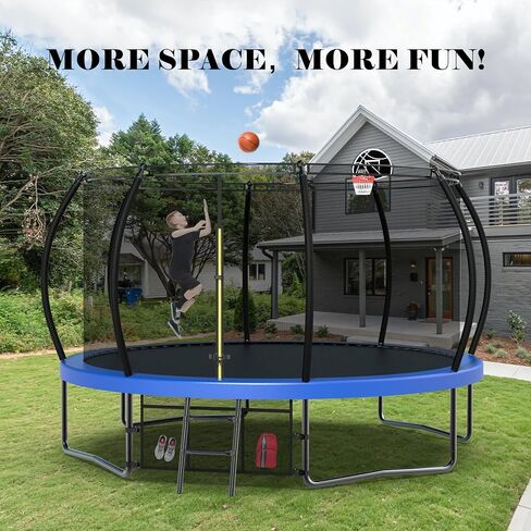 Livavege Trampolines 10FT Trampoline with Safety Enclosure Net & Ladder, Outdoor Trampoline for Kids and Adults with Heavy Duty Jumping Mat and Spring Cover Padding, 400LBS, ASTM Approved in Saudi Arabia