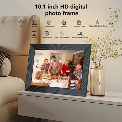ZBQEJ Digital Picture Frame WiFi Smart 10.1 Inch with 32GB Memory, Digital Photo Frame with 1280x800 IPS LCD Touch Screen, Share Photos/Videos Instantly via Uhale App from Anywhere in Saudi Arabia