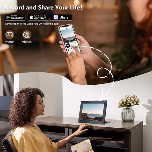 ZBQEJ Digital Picture Frame WiFi Smart 10.1 Inch with 32GB Memory, Digital Photo Frame with 1280x800 IPS LCD Touch Screen, Share Photos/Videos Instantly via Uhale App from Anywhere in Saudi Arabia