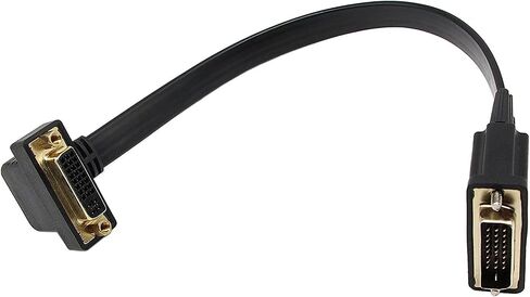 zdyCGTime 90 Degree DVI Extension Cable, Flat Slim DVI-D Dual Link Digital Video DVI Up & Down Angle Bend DVI-I (24+5) Female to DVI-D(24+1) Male Extension Cable (1FT/30cm) in Saudi Arabia