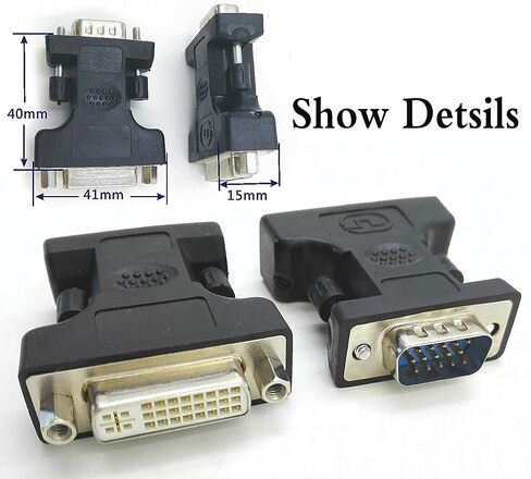 zdyCGTime DVI to VGA Cable Adapter - Black - F/M,DVI(24+5) to VGA(15pin) Cable Adapter - Black - F/M, in Saudi Arabia