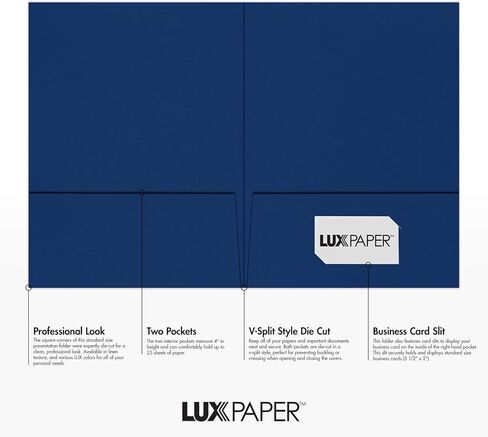 LUXPaper 9" x 12" Presentation Folders | Two Pocket | Navy Blue | 100lb. Cover | 25 Qty in Saudi Arabia