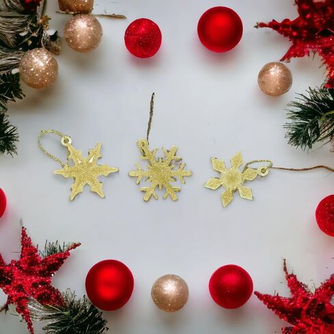 Christmas Gold Snowflake Ornament Glow in The Dark, 6 Gold Snowflakes Add a Touch of Winter Magic to Your Holiday Decorations in Saudi Arabia
