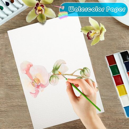 108 Sheets 5x7 Inch Watercolor Paper Bulk 140LB/300GSM Cold Press Water Paper White Cotton Watercolor Painting Paper for Kids Adults Students Painting Art Drawing Supplies in Saudi Arabia