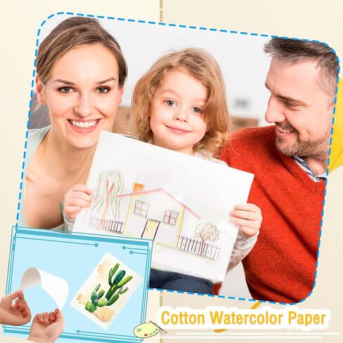 108 Sheets 5x7 Inch Watercolor Paper Bulk 140LB/300GSM Cold Press Water Paper White Cotton Watercolor Painting Paper for Kids Adults Students Painting Art Drawing Supplies in Saudi Arabia