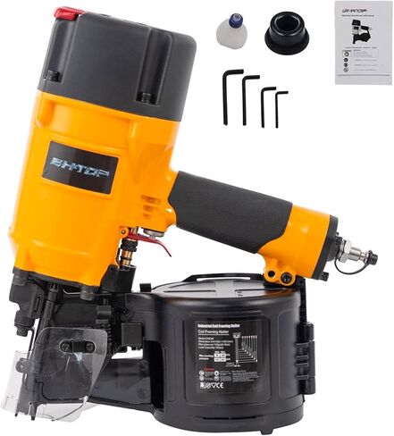 BHTOP CN83N تأطير لفائف المسامير 2 بوصة إلى 3-1 / 4 بوصة مع ضبط العمق مسدس مسامير الهواء الاحترافي حريق متسلسل باللون البرتقالي in Kuwait