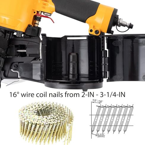 BHTOP CN83N تأطير لفائف المسامير 2 بوصة إلى 3-1 / 4 بوصة مع ضبط العمق مسدس مسامير الهواء الاحترافي حريق متسلسل باللون البرتقالي in Kuwait