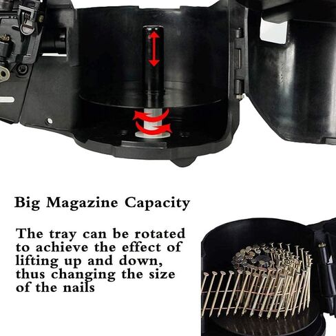 BHTOP CN83N تأطير لفائف المسامير 2 بوصة إلى 3-1 / 4 بوصة مع ضبط العمق مسدس مسامير الهواء الاحترافي حريق متسلسل باللون البرتقالي in Kuwait