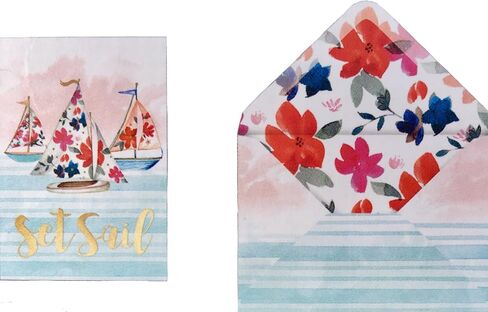 Punch Studio Window Boxed Set of 12 Gold Foil Floral Sailboats Blank Note Cards, Set Sail" 73796 in Saudi Arabia