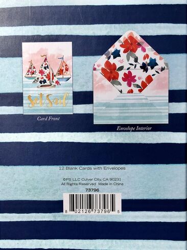 Punch Studio Window Boxed Set of 12 Gold Foil Floral Sailboats Blank Note Cards, Set Sail" 73796 in Saudi Arabia