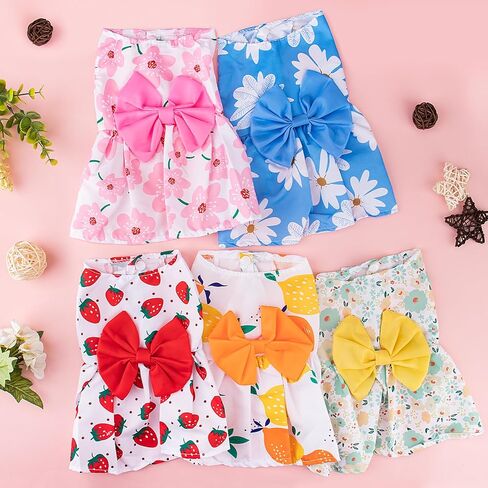 5 PCS Dog Dresses for Small Dogs Girl Dog Dress, Floral Pet Cat Dress Puppy Princess Dresses Doggie Summer Outfits with Bowknot, Female Pet Skirts Pet Clothes for Chihuahua Yorkies in Saudi Arabia