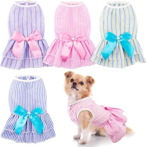 5 PCS Dog Dresses for Small Dogs Girl Dog Dress, Floral Pet Cat Dress Puppy Princess Dresses Doggie Summer Outfits with Bowknot, Female Pet Skirts Pet Clothes for Chihuahua Yorkies in Saudi Arabia