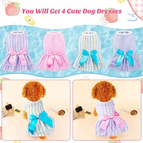 5 PCS Dog Dresses for Small Dogs Girl Dog Dress, Floral Pet Cat Dress Puppy Princess Dresses Doggie Summer Outfits with Bowknot, Female Pet Skirts Pet Clothes for Chihuahua Yorkies in Saudi Arabia